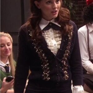 L.A.M.B. Black Sweater with Gold Accents ASO Blair Waldorf Gossip Girl Original
